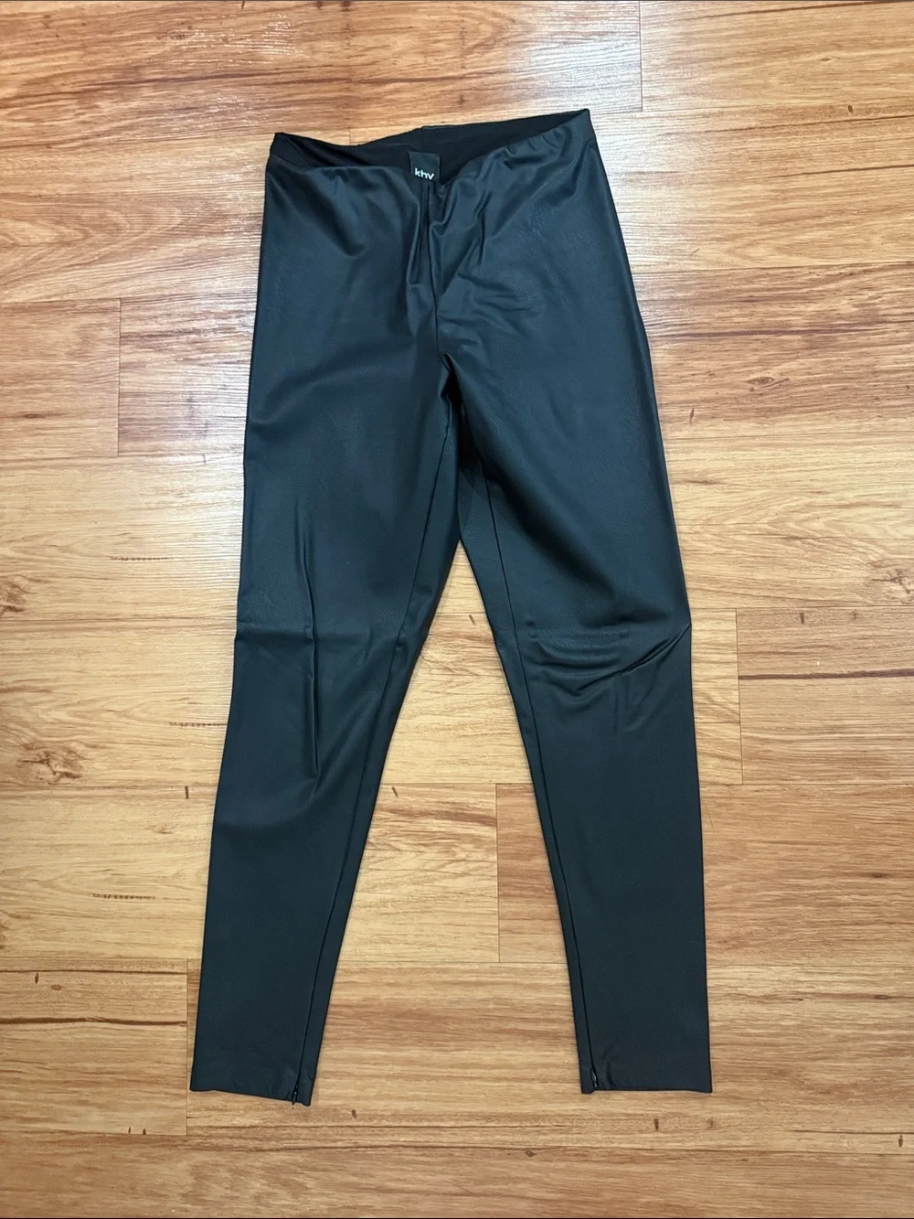 KHY faux, leather leggings, zipper, ankles, as L